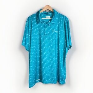 Columbia PFG Men's Super Slack Tide Short Sleeve Polo Shirt Size XL Teal Blue